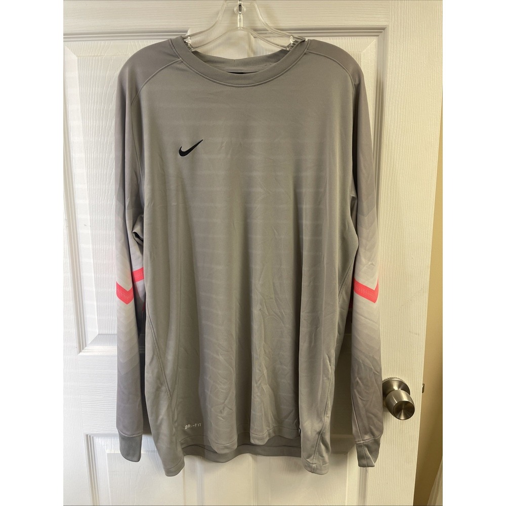 Mens NIKE Dri-Fit Performance Long Sleeve Shirt SZ XL Gray Ombré Pink